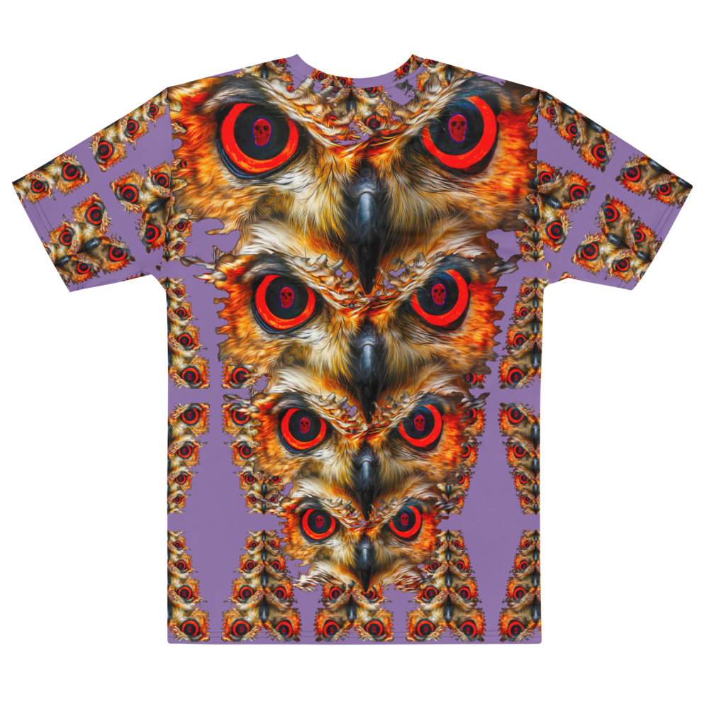 Owl Eyes See Skull  Totem on Purple  AOP T-shirt - SkySkull Art