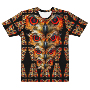 Owl Eyes See Skull  Totem on Black  AOP T-shirt - SkySkull Art