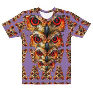 Owl Eyes See Skull  Totem on Purple  AOP T-shirt - SkySkull Art