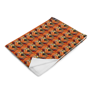 Owl Eyes See Skull Cammo Orange Throw Blanket - SkySkull Art