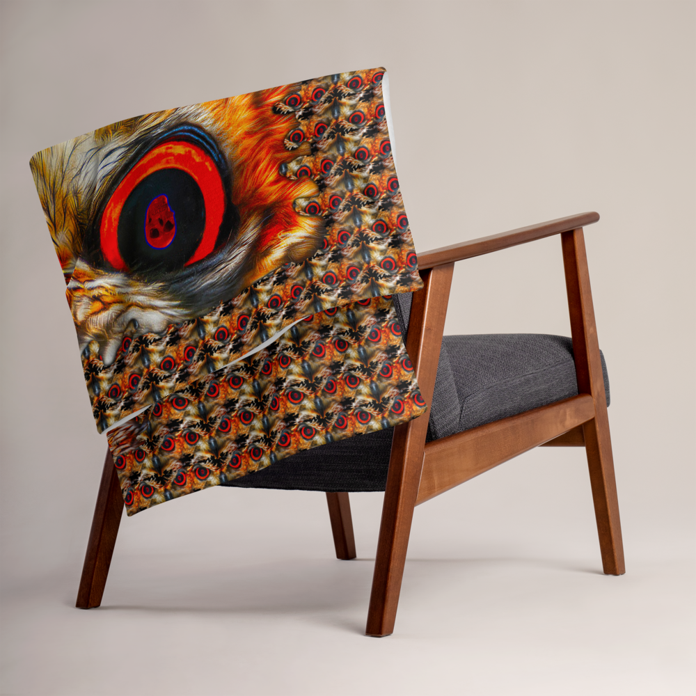 Owl Eyes See Skull Cammo Black Throw Blanket - SkySkull Art