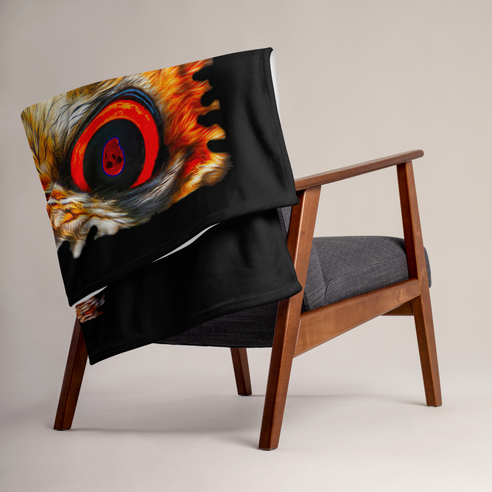 Owl Eyes See Skull on Black Throw Blanket - SkySkull Art