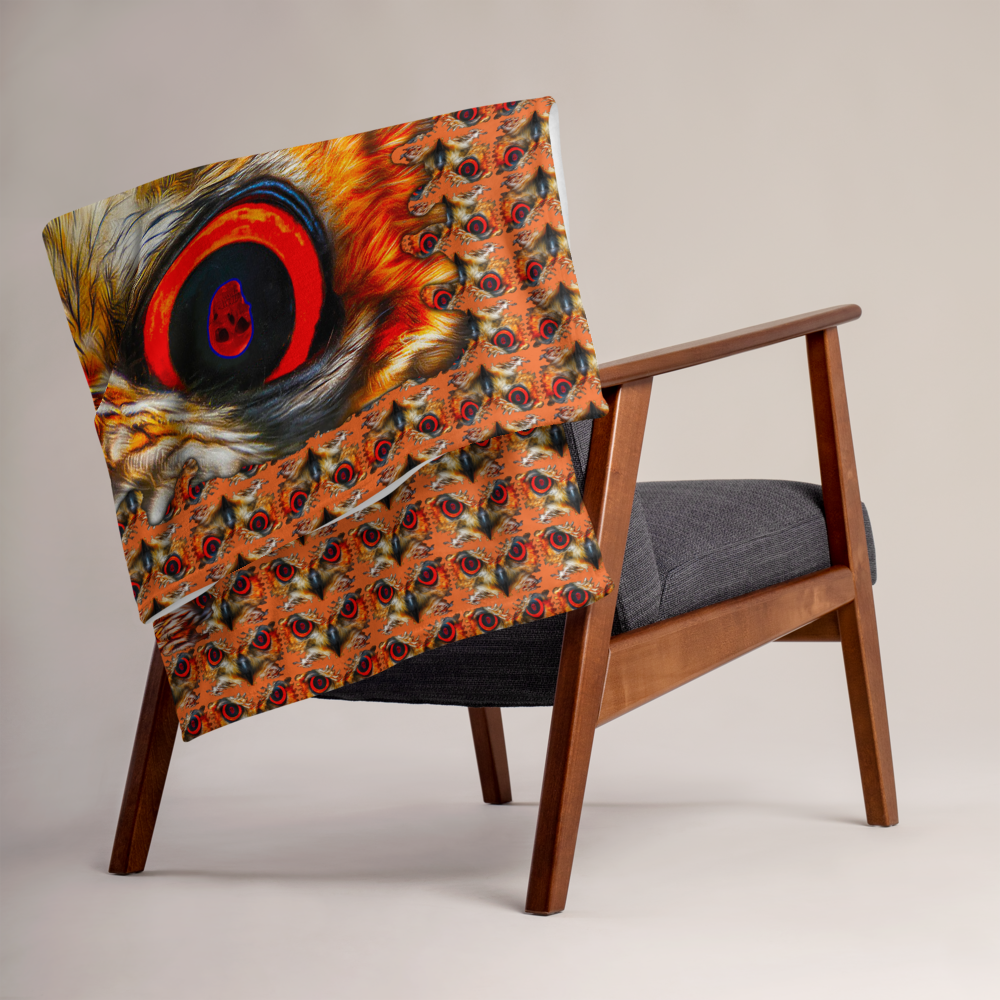 Owl Eyes See Skull Cammo Orange Throw Blanket - SkySkull Art