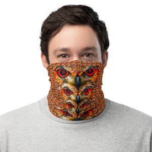 Owl Eyes See Skull Orange Cammo Neck Gaiter - SkySkull Art