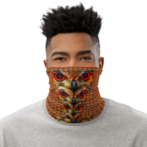 Owl Eyes See Skull Orange Cammo Neck Gaiter - SkySkull Art