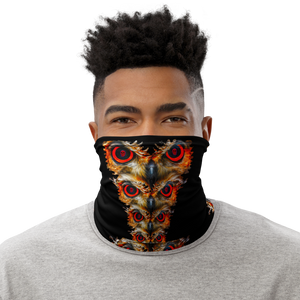 Owl Eyes See Skull  on Black Neck Gaiter - SkySkull Art