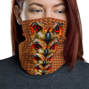 Owl Eyes See Skull Orange Cammo Neck Gaiter - SkySkull Art