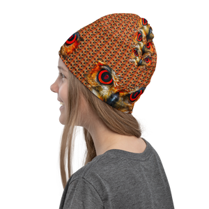 Owl Eyes See Skull Orange Cammo Neck Gaiter - SkySkull Art