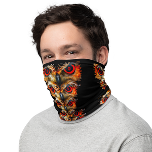 Owl Eyes See Skull  on Black Neck Gaiter - SkySkull Art