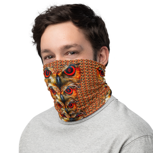 Owl Eyes See Skull Orange Cammo Neck Gaiter - SkySkull Art