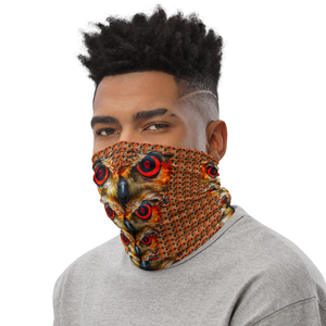 Owl Eyes See Skull Orange Cammo Neck Gaiter - SkySkull Art