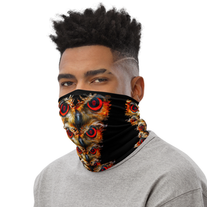 Owl Eyes See Skull  on Black Neck Gaiter - SkySkull Art