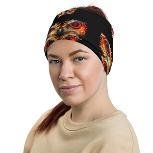 Owl Eyes See Skull  on Black Neck Gaiter - SkySkull Art