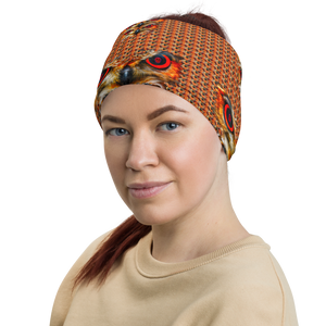 Owl Eyes See Skull Orange Cammo Neck Gaiter - SkySkull Art