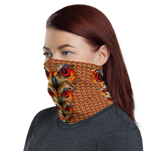 Owl Eyes See Skull Orange Cammo Neck Gaiter - SkySkull Art