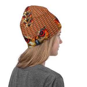 Owl Eyes See Skull Orange Cammo Neck Gaiter - SkySkull Art