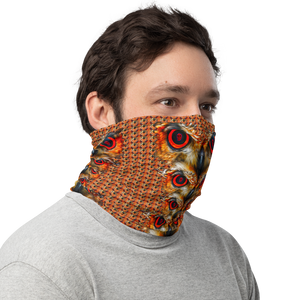 Owl Eyes See Skull Orange Cammo Neck Gaiter - SkySkull Art