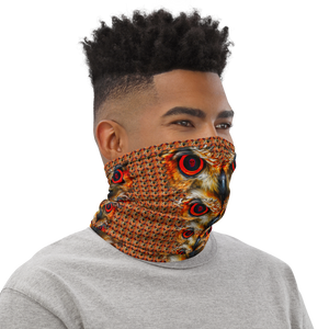 Owl Eyes See Skull Orange Cammo Neck Gaiter - SkySkull Art