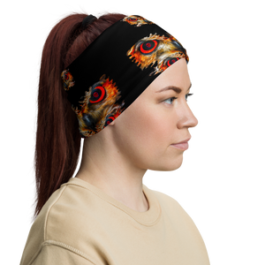 Owl Eyes See Skull  on Black Neck Gaiter - SkySkull Art