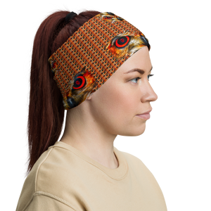 Owl Eyes See Skull Orange Cammo Neck Gaiter - SkySkull Art
