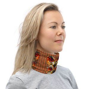 Owl Eyes See Skull Orange Cammo Neck Gaiter - SkySkull Art