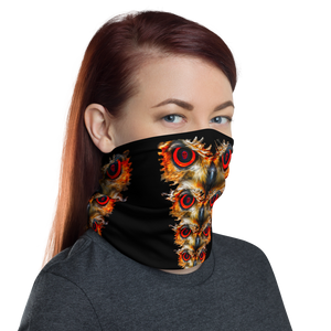 Owl Eyes See Skull  on Black Neck Gaiter - SkySkull Art
