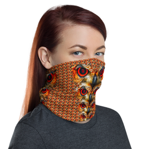 Owl Eyes See Skull Orange Cammo Neck Gaiter - SkySkull Art