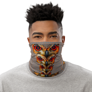 Owl Eyes See Skull  Hypnotic Squares with Orange Neck Gaiter - SkySkull Art