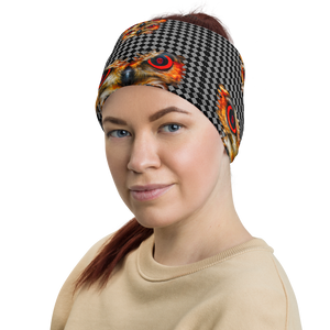 Owl Eyes See Skull  Hypnotic Checkered Black White Neck Gaiter - SkySkull Art