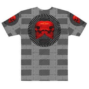 Smooth Hypnotic Left-Right Red Skull  AOP T-shirt - SkySkull Art