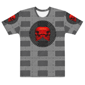 Smooth Hypnotic Left-Right Red Skull  AOP T-shirt - SkySkull Art