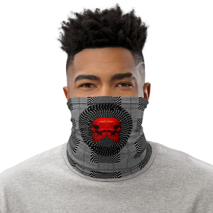 Hypnotic Left Right Red Skull Neck Gaiter - SkySkull Art