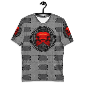 Smooth Hypnotic Left-Right Red Skull  AOP T-shirt - SkySkull Art
