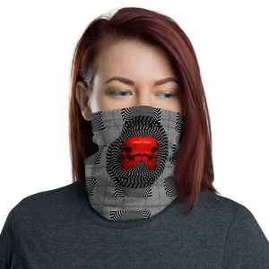 Hypnotic Left Right Red Skull Neck Gaiter - SkySkull Art