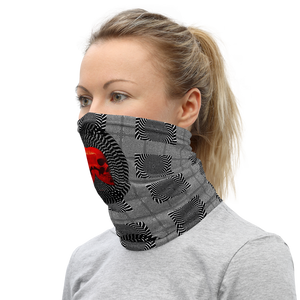 Hypnotic Left Right Red Skull Neck Gaiter - SkySkull Art