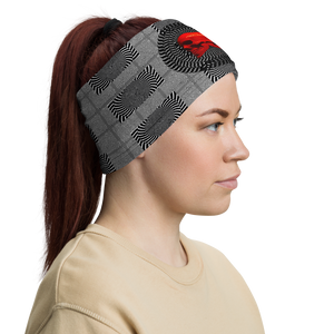 Hypnotic Left Right Red Skull Neck Gaiter - SkySkull Art