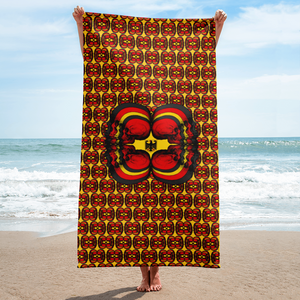 Skull World German Flag  3 AOP  Beach Towel - SkySkull Art