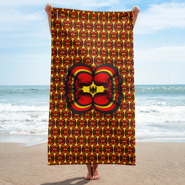 Skull World German Flag  3 AOP  Beach Towel - SkySkull Art