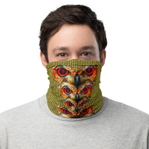 Owl Eyes See Skull  Hypnotic Circles with Yellow Neck Gaiter - SkySkull Art