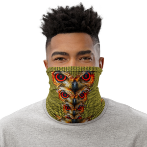 Owl Eyes See Skull  Hypnotic Circles with Yellow Neck Gaiter - SkySkull Art