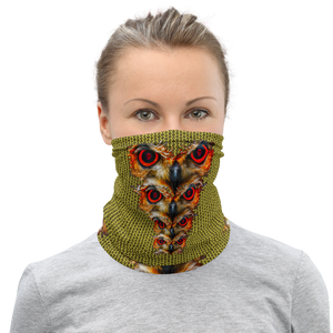 Owl Eyes See Skull  Hypnotic Circles with Yellow Neck Gaiter - SkySkull Art