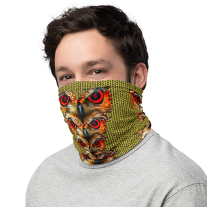 Owl Eyes See Skull  Hypnotic Circles with Yellow Neck Gaiter - SkySkull Art
