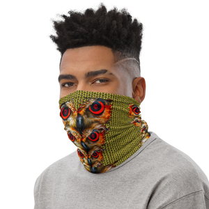 Owl Eyes See Skull  Hypnotic Circles with Yellow Neck Gaiter - SkySkull Art
