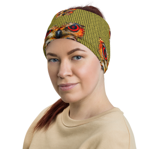 Owl Eyes See Skull  Hypnotic Circles with Yellow Neck Gaiter - SkySkull Art
