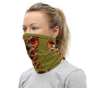 Owl Eyes See Skull  Hypnotic Circles with Yellow Neck Gaiter - SkySkull Art