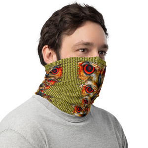 Owl Eyes See Skull  Hypnotic Circles with Yellow Neck Gaiter - SkySkull Art