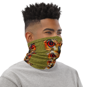 Owl Eyes See Skull  Hypnotic Circles with Yellow Neck Gaiter - SkySkull Art
