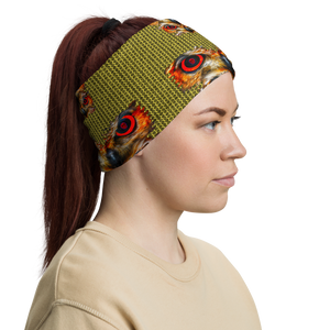 Owl Eyes See Skull  Hypnotic Circles with Yellow Neck Gaiter - SkySkull Art