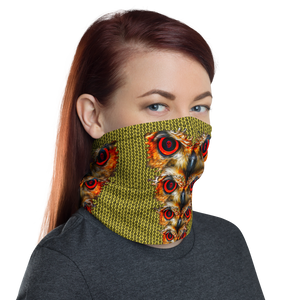 Owl Eyes See Skull  Hypnotic Circles with Yellow Neck Gaiter - SkySkull Art
